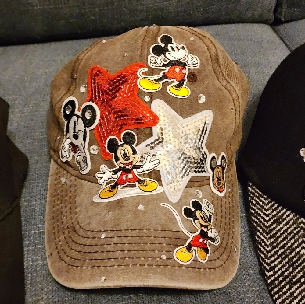 Disney Mickey Mouse OOAK Patchwork Distressed Hat Adjustable Size OS